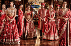 Collection of Group in Vibrant Red Traditional Sarees in a gallery layout