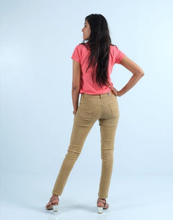 Collection of Focus Low Waist Comfort Stretchable Women Khakhi Colour Jeans in a gallery layout