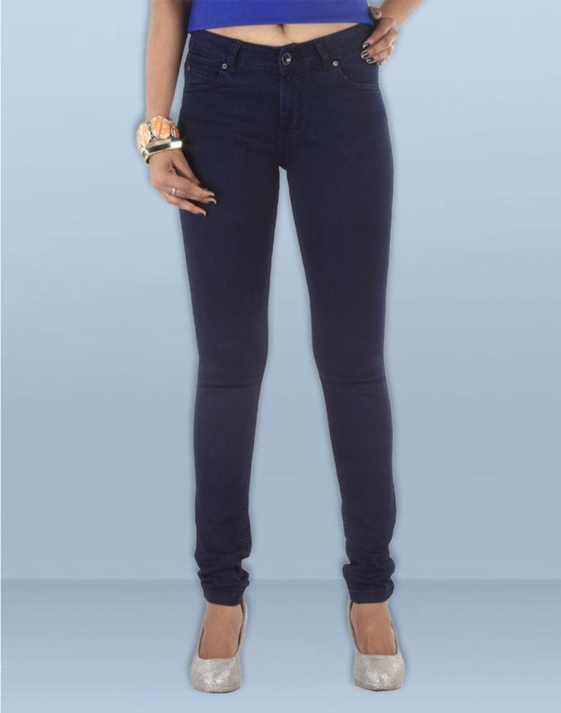 Collection of Focus Killer Blue Pencil Cut Women Jeans in a gallery layout