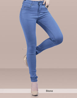 Collection of Focus Low Waist Comfort Stretchable Women Stone Blue Jeans in a gallery layout