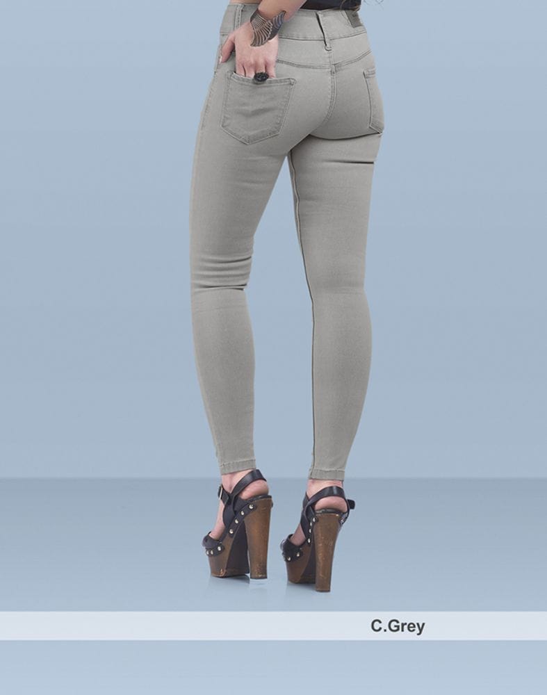 Collection of Focus mid rise super skinny grey colour Jeans in a gallery layout