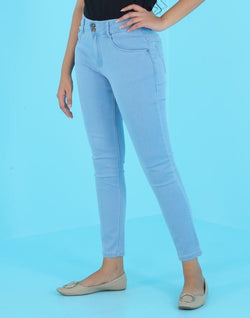 Collection of Focus mid rise super skinny ice blue Jeans in a gallery layout