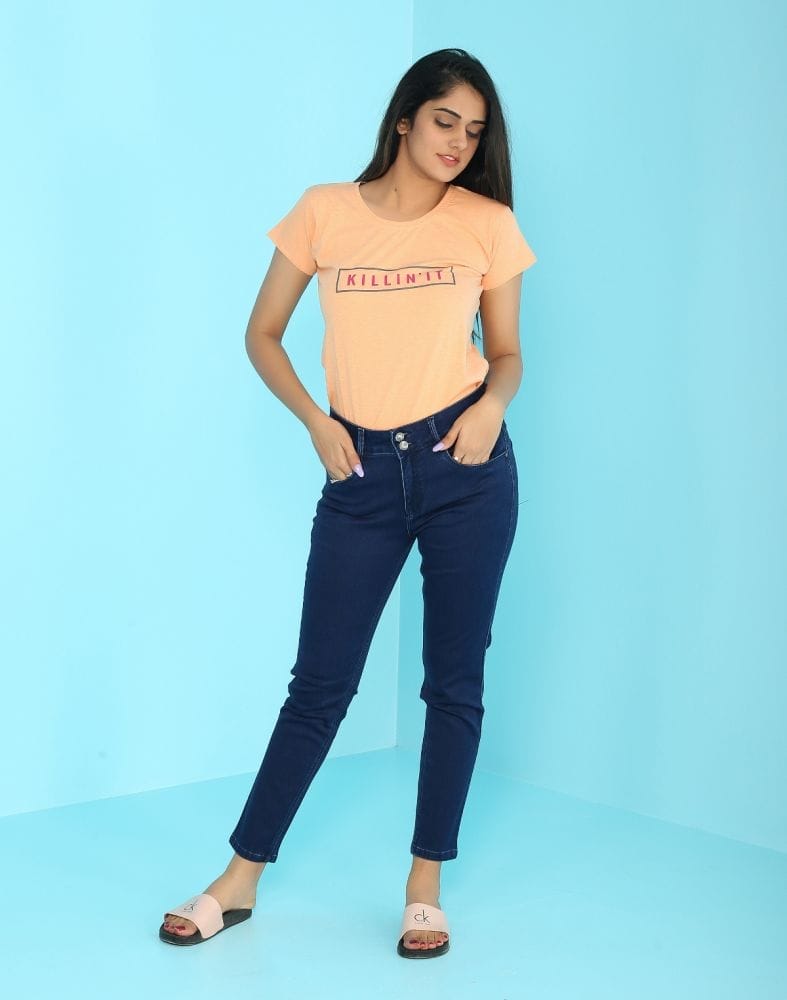 Collection of Focus Killer Blue Ankle Fit Women Jeans in a gallery layout