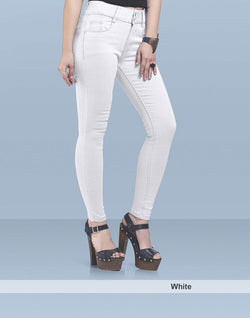 Collection of Focus mid rise super skinny white Jeans in a gallery layout