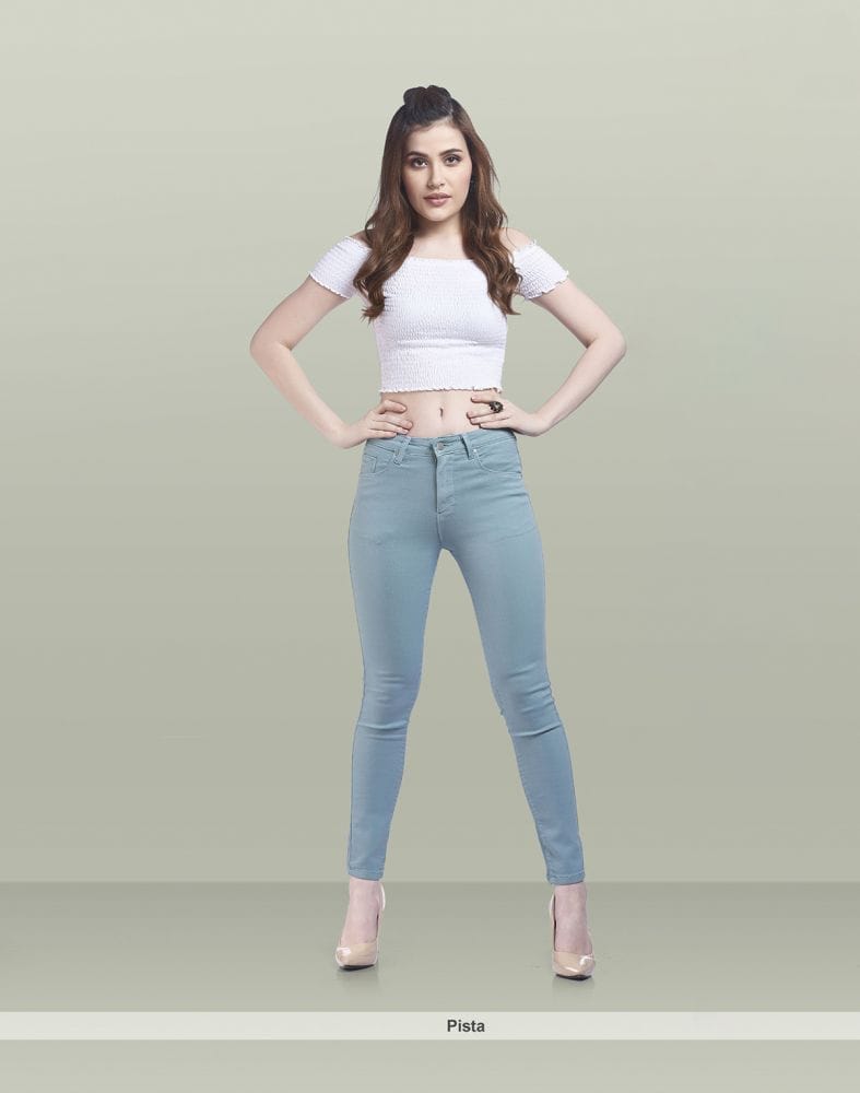 Collection of Focus Stretchable Skinny Fit Women Blue Jeans in a gallery layout