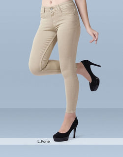 Collection of Focus high rise Skinny women beige colour Jeans in a gallery layout