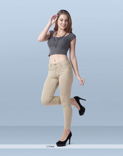 Collection of Focus high rise Skinny women beige colour Jeans in a gallery layout