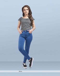 Collection of Focus high rise Skinny women stone blue Jeans in a gallery layout