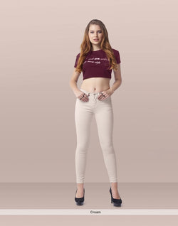 Collection of Focus low waist slim fit women cream Jeans with 5-pockets in a gallery layout