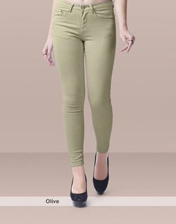 Collection of Focus low waist slim fit women light green Jeans with 5-pockets in a gallery layout