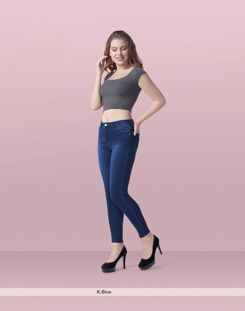 Collection of Focus skinny fit high rise women blue Jeans in a gallery layout