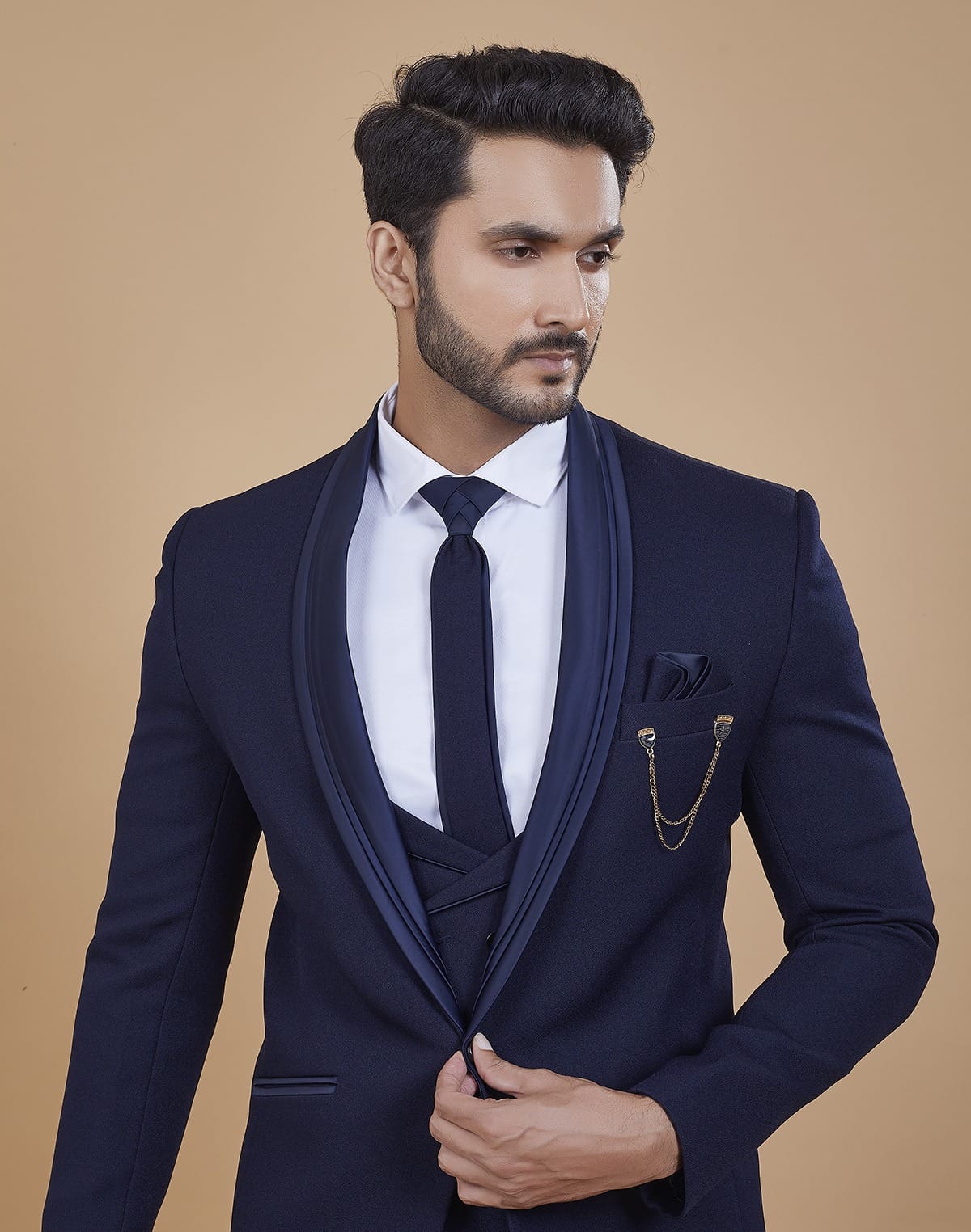 Royal Blue Imported Fabric 5 Pc Tuxido Designer Suit