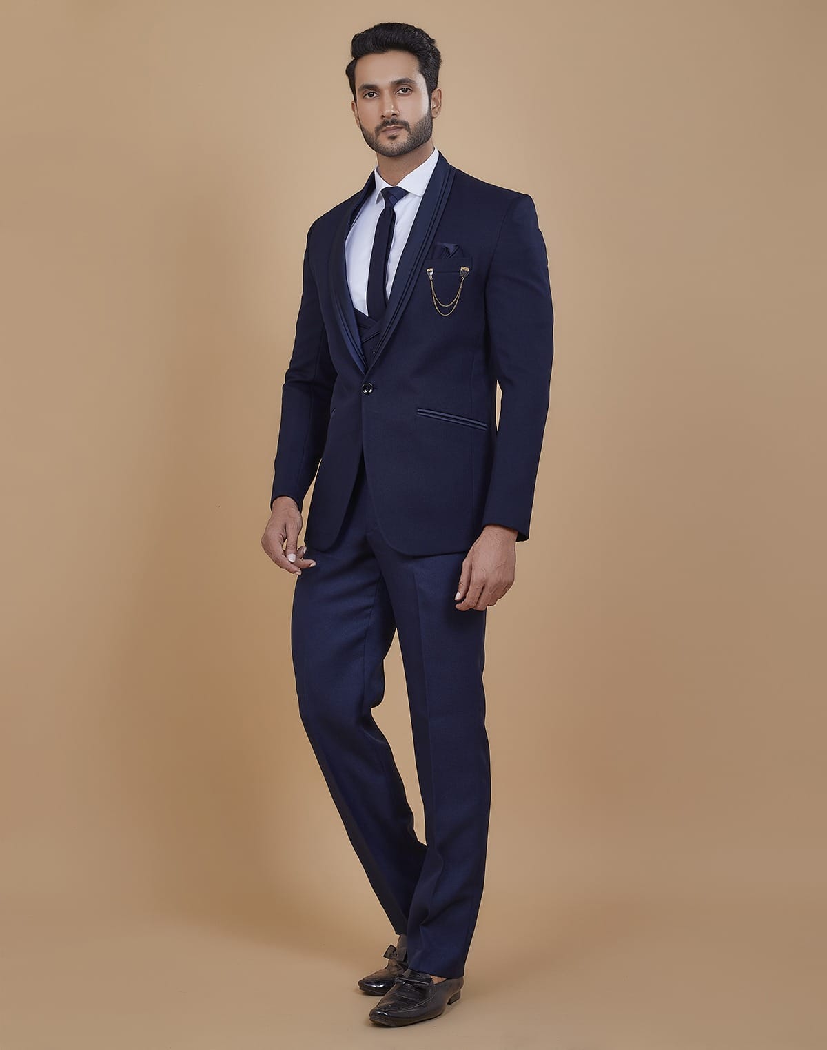 Royal Blue Imported Fabric 5 Pc Tuxido Designer Suit