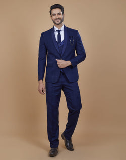 Collection of Elegant Blue Coloured Imported Fabric 5 Pc Designer Suit in a gallery layout