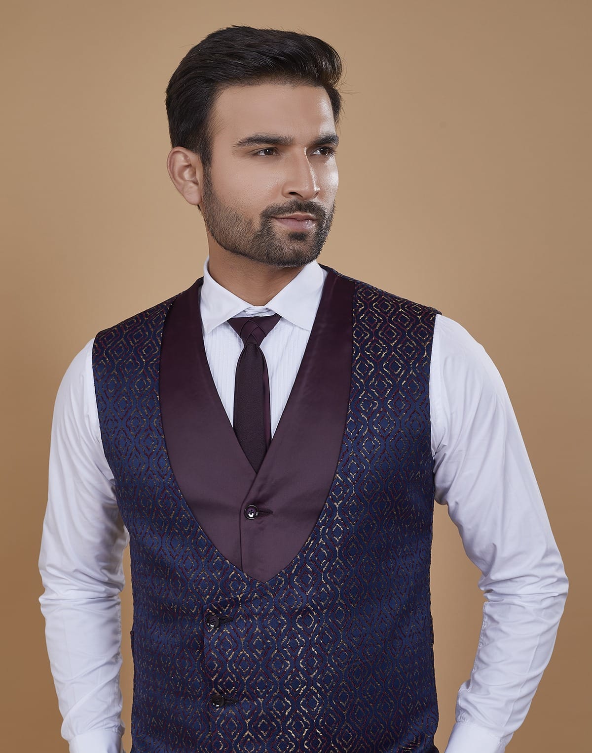 Collection of Stylish Maroon Imported Fabric Designer Suit in a gallery layout