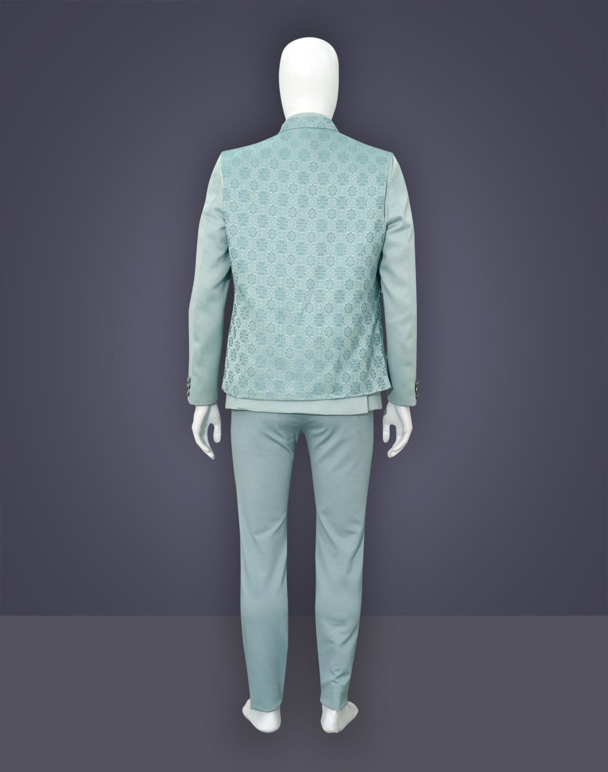 Collection of Pista Green Woven Bandhgala Suit in Jacquard with Unstitched Trouser in a gallery layout