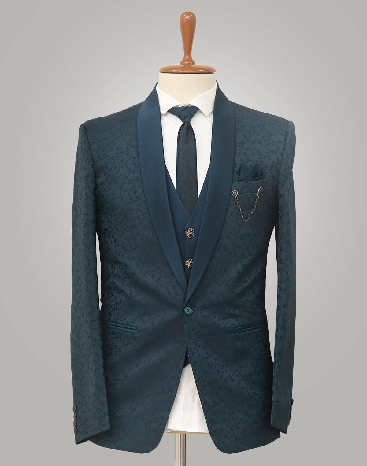 Collection of Elegant Green Coloured Jacquard Designer Suit in a gallery layout