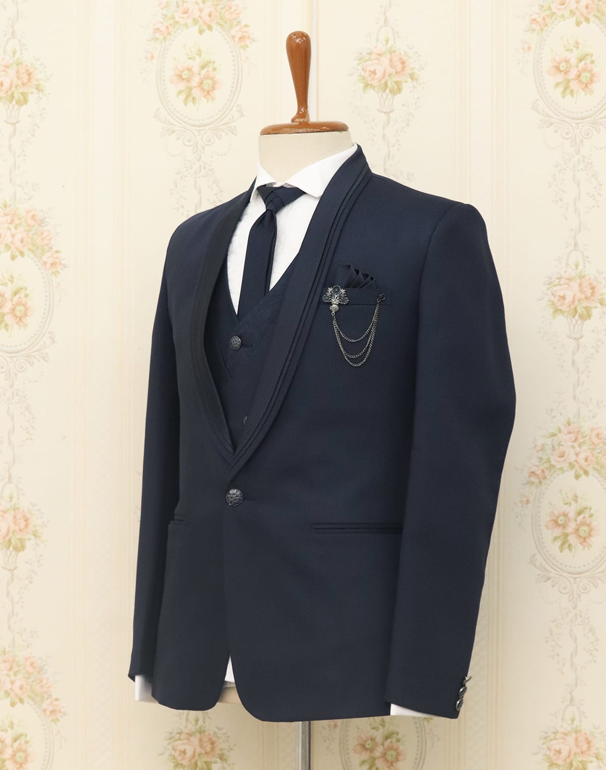 Opulent Blue Polyster Designer Suit