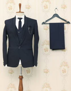 Collection of Opulent Blue Polyster Designer Suit in a gallery layout