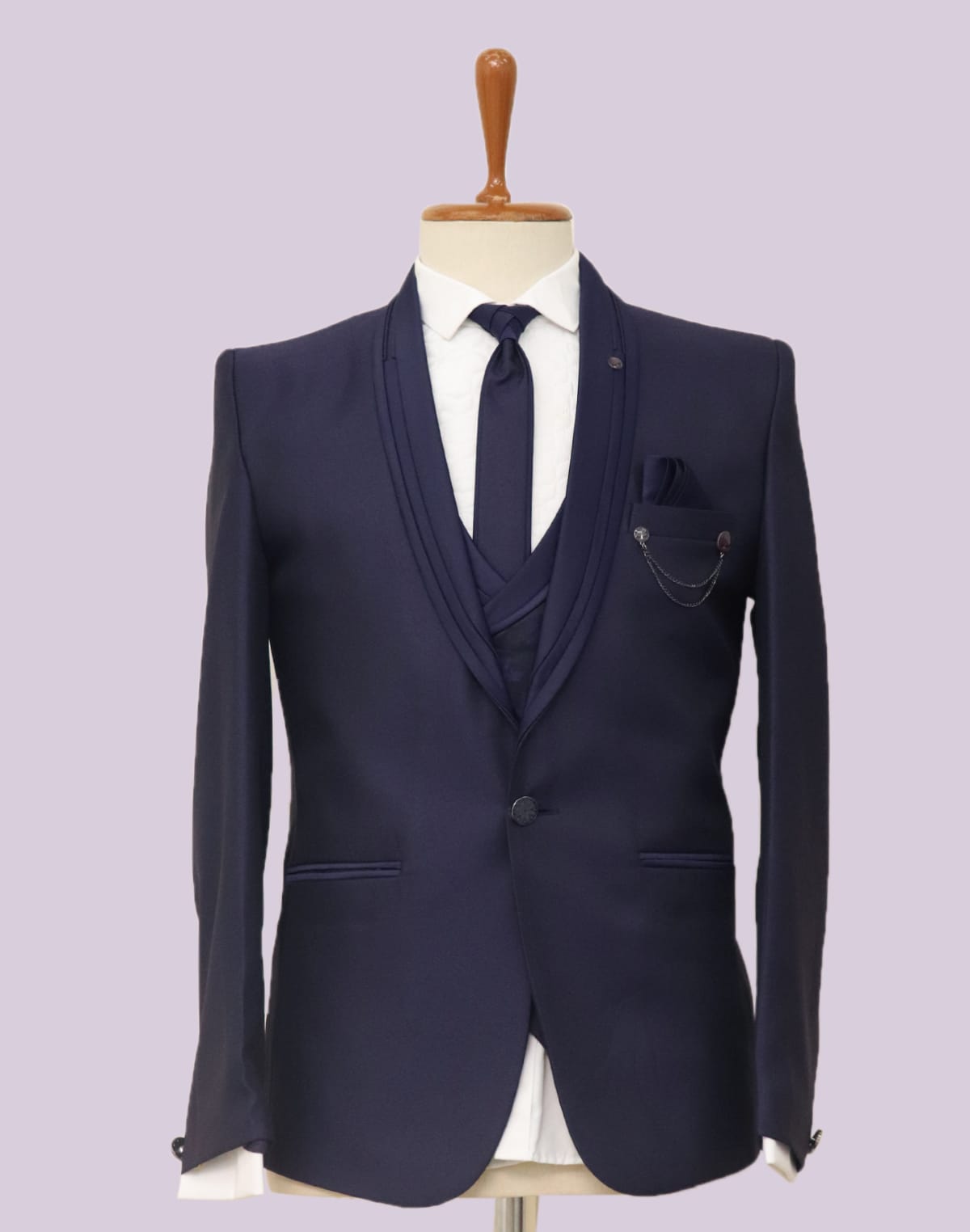 Collection of Elegant Purple Coloured 5 Pc Designer Suit in a gallery layout