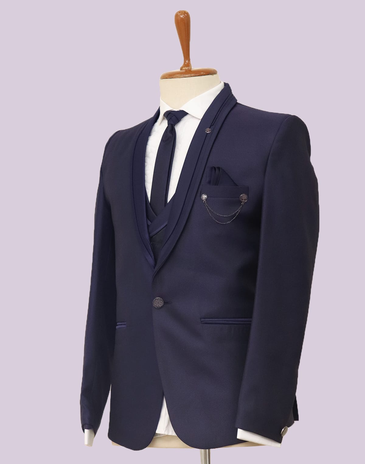 Collection of Elegant Purple Coloured 5 Pc Designer Suit in a gallery layout