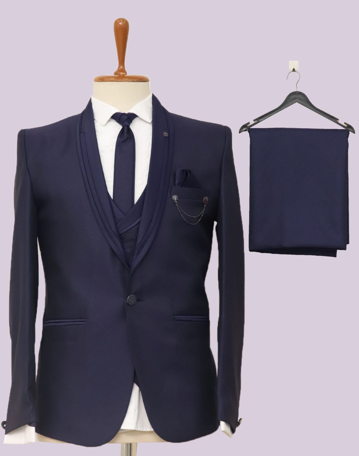 Collection of Elegant Purple Coloured 5 Pc Designer Suit in a gallery layout