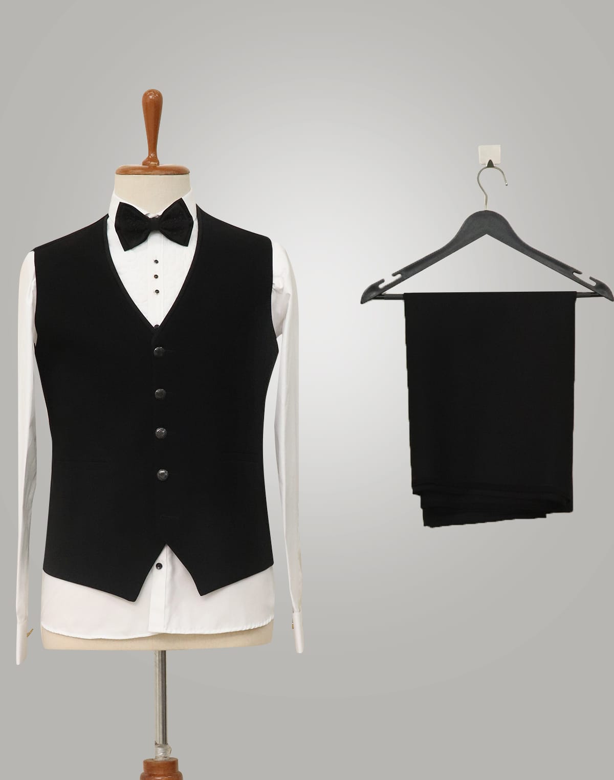 Collection of Shawl Lapel Black 5 Pc Tuxedo Polynosic Suit in a gallery layout