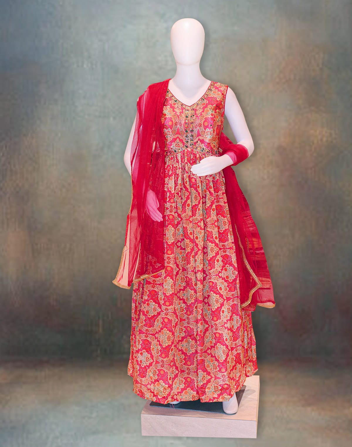 Desinger Light Pink Gown with Dupatta