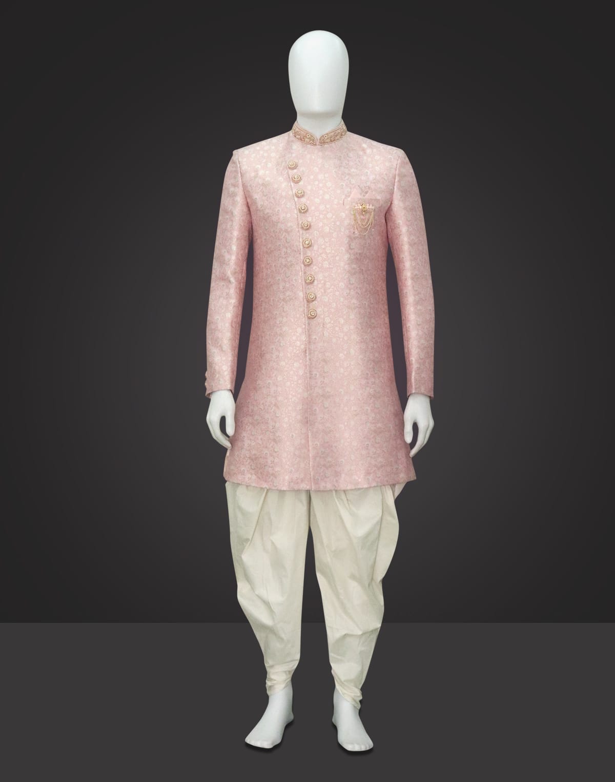 Pastel Light Pink Floral weaving Jacquard Indo Set