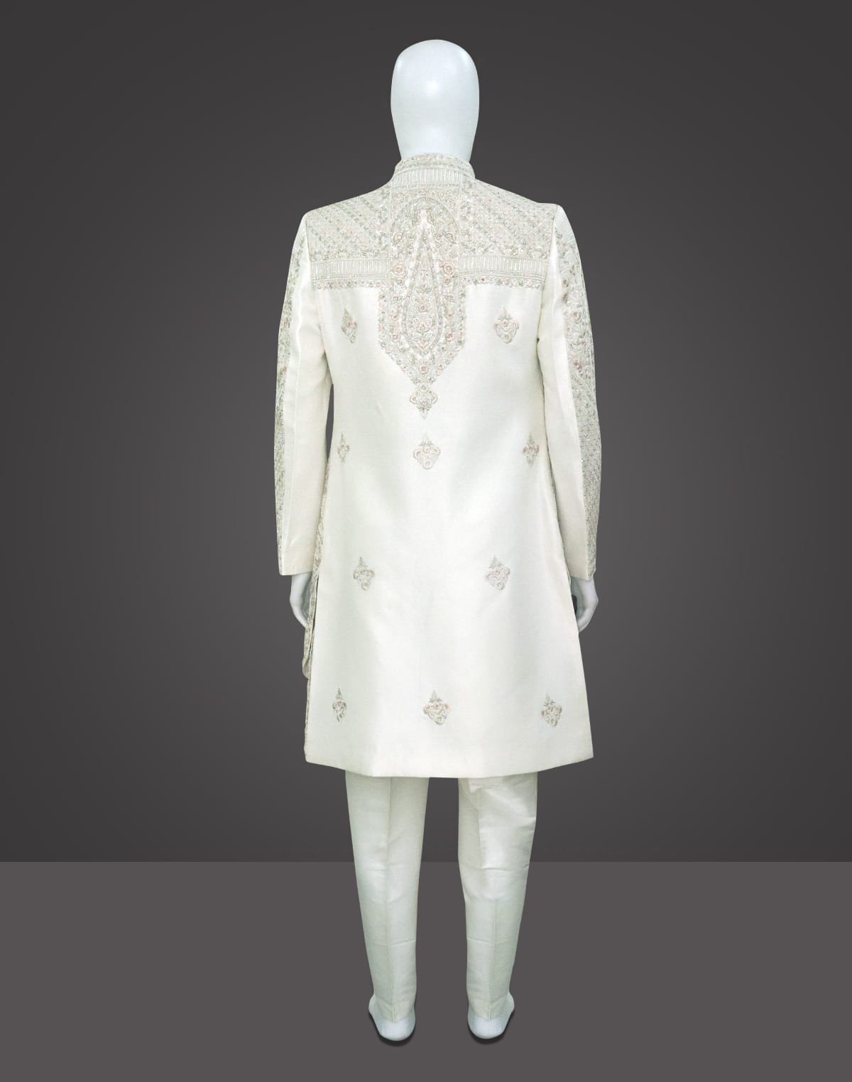 Collection of Amazing Cream Coloured Raw Silk Indo attached Open Jacket Set in a gallery layout