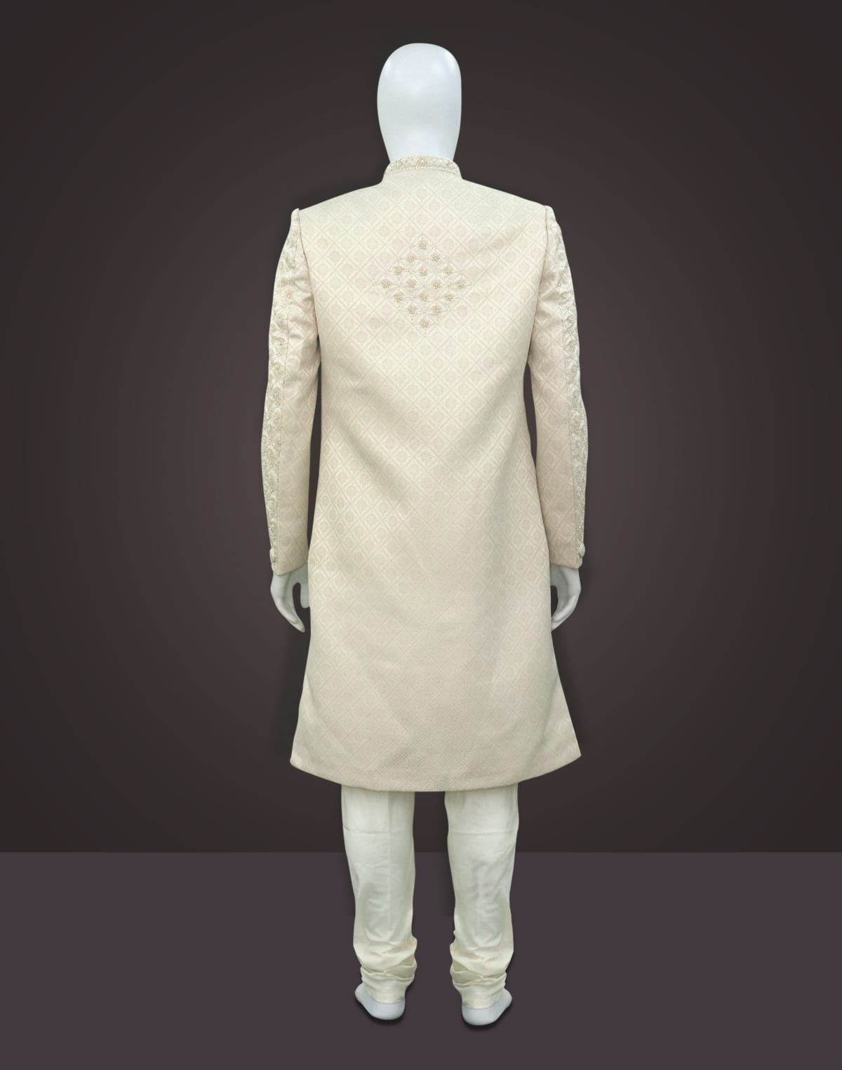 Stylish Cream heavy Cutdana work Sherwani with Dupatta