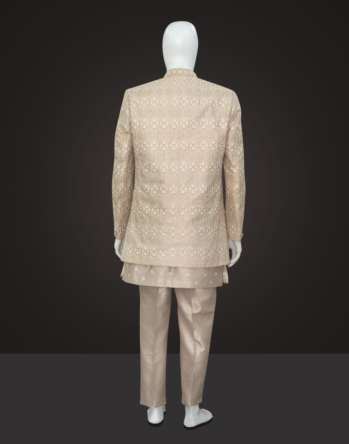 Collection of Grey Matka Silk Embroidery work Stylish Indo Open Jacket in a gallery layout