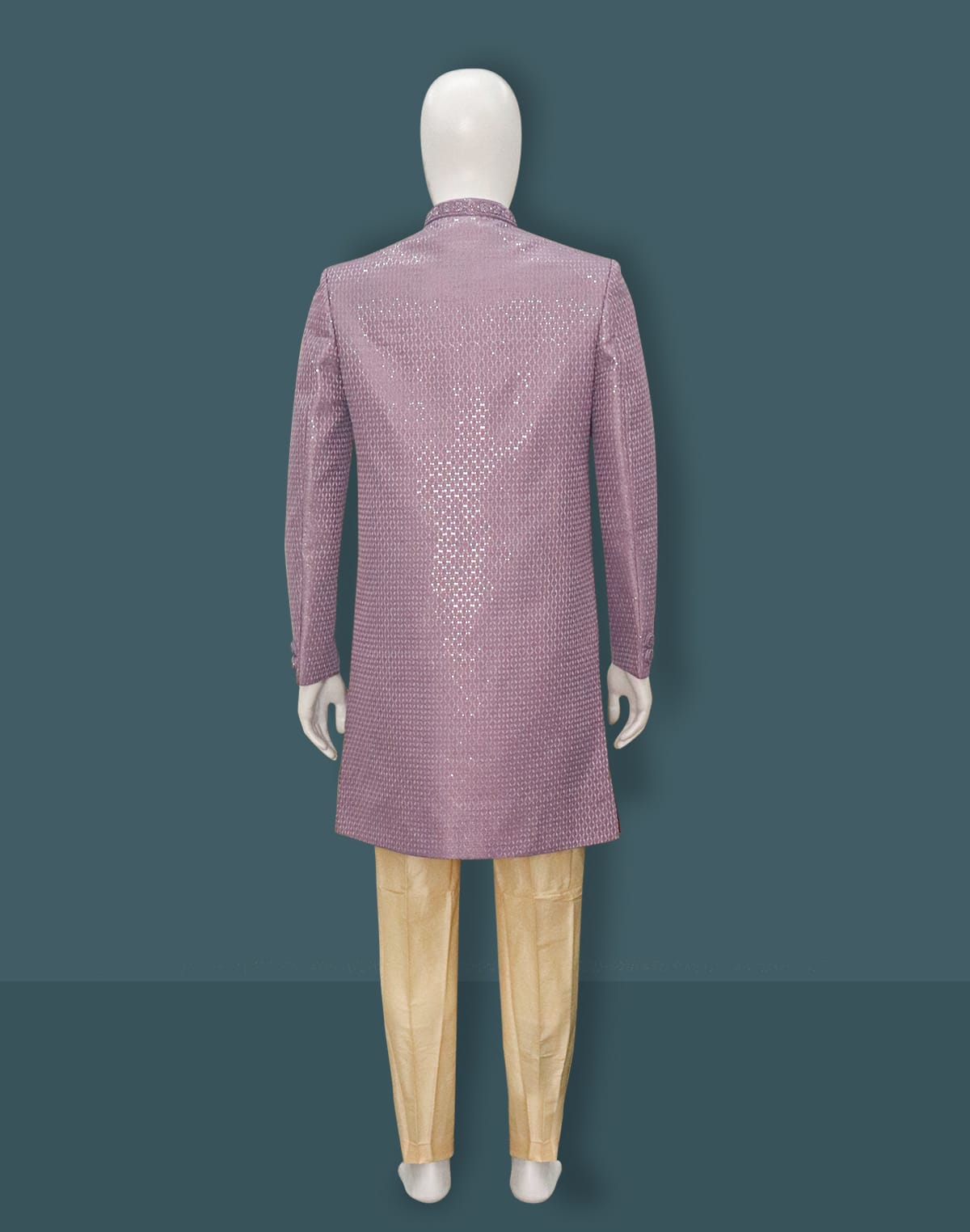 Light Purple Raw Silk Indo Western with Open Jacket