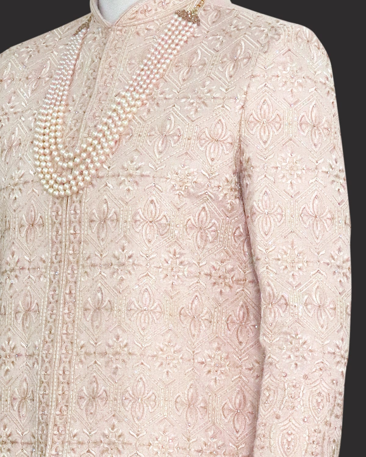 Raw Silk Sherwani Set in Floral Embroidery work