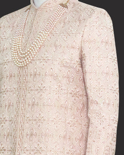 Collection of Raw Silk Sherwani Set in Floral Embroidery work in a gallery layout