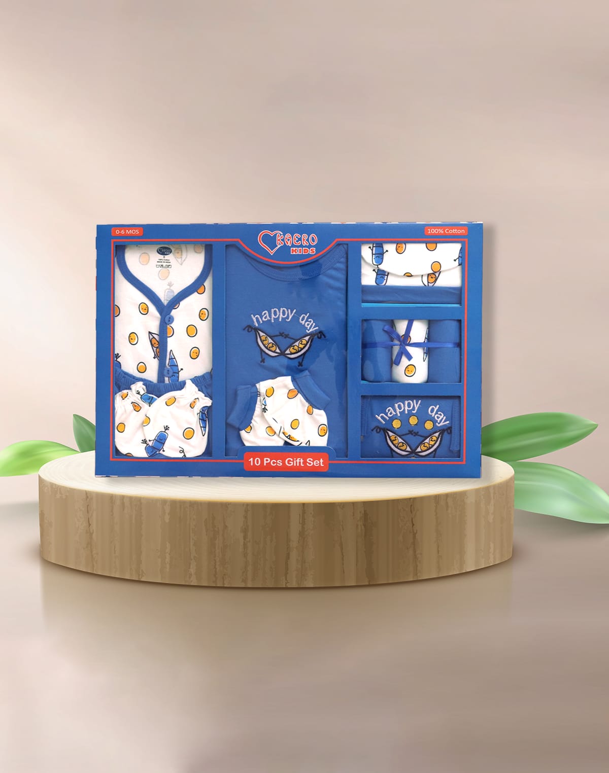 Collection of Bubbly Blue Cotton 10-Pcs Baby Gift Set in a gallery layout