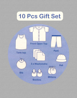 Collection of Bubbly Blue Cotton 10-Pcs Baby Gift Set in a gallery layout