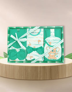 Collection of Green Cartoon Print Cotton Baby Gift Set in a gallery layout