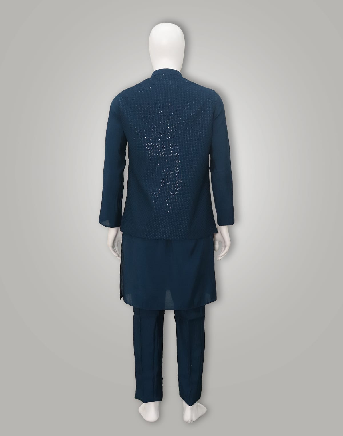 Blue Kurta with Embellished work Jacket Set