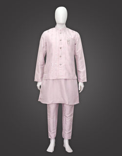 Collection of Pink Sequence with Embroidery work Raw Silk Jacket Set in a gallery layout