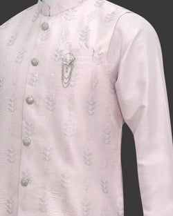 Collection of Pink Sequence with Embroidery work Raw Silk Jacket Set in a gallery layout