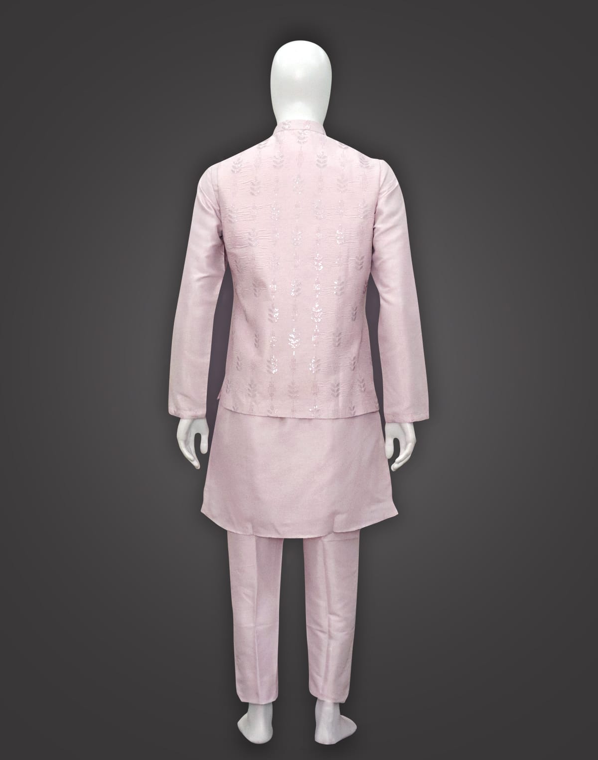 Collection of Pink Sequence with Embroidery work Raw Silk Jacket Set in a gallery layout