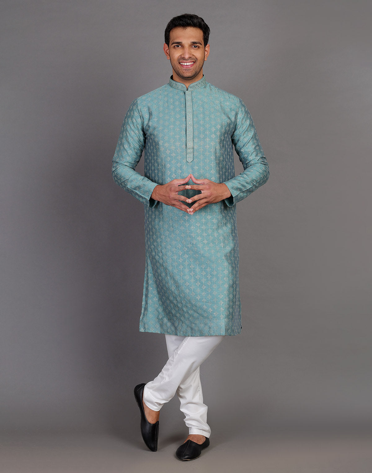 Collection of Stylish All Over Sequence Work Rama Green Party Wear Kurta Set in a gallery layout