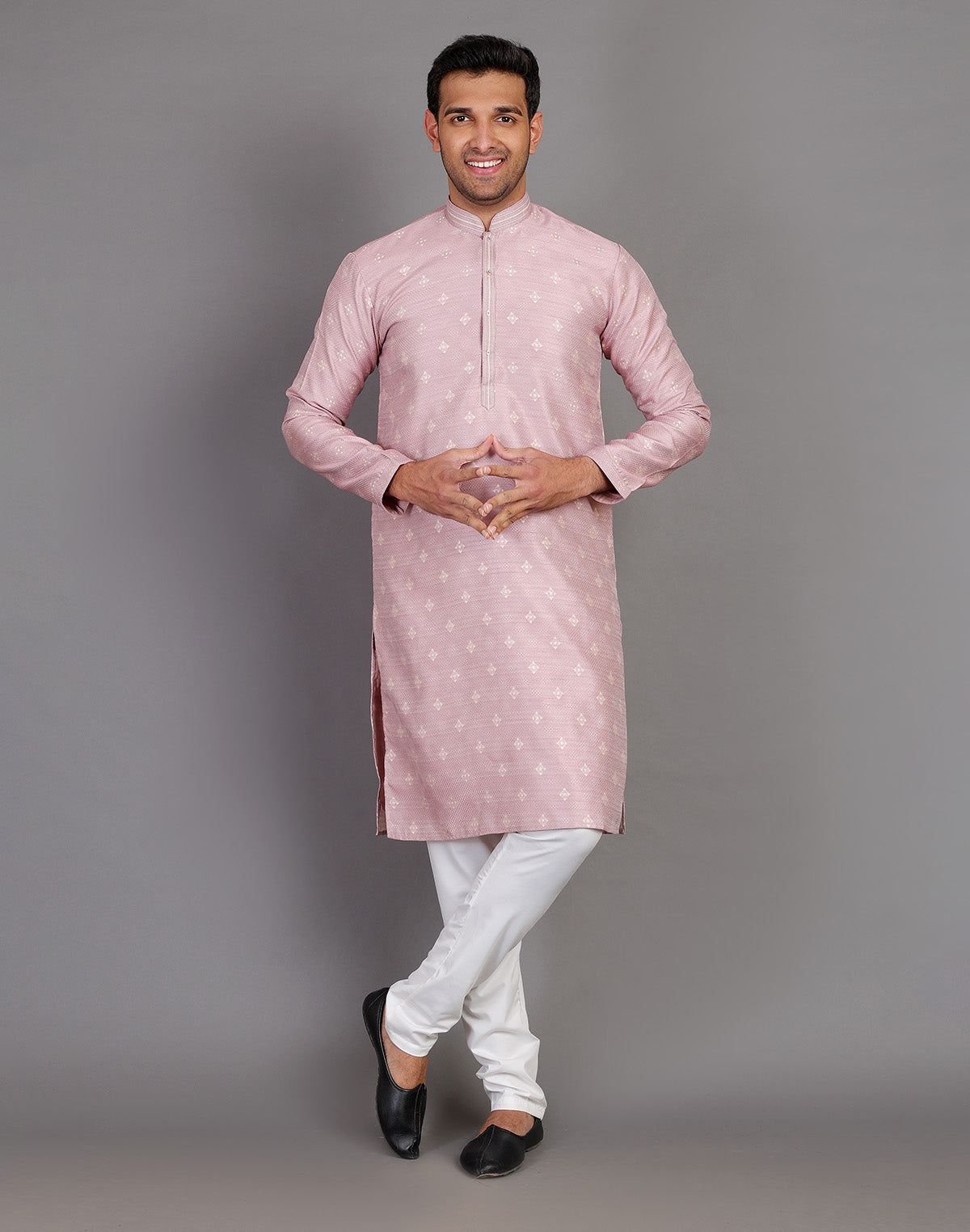 Simple Self Made Thread Work Design Soft Silk Lavender Kurta Pyjama Set