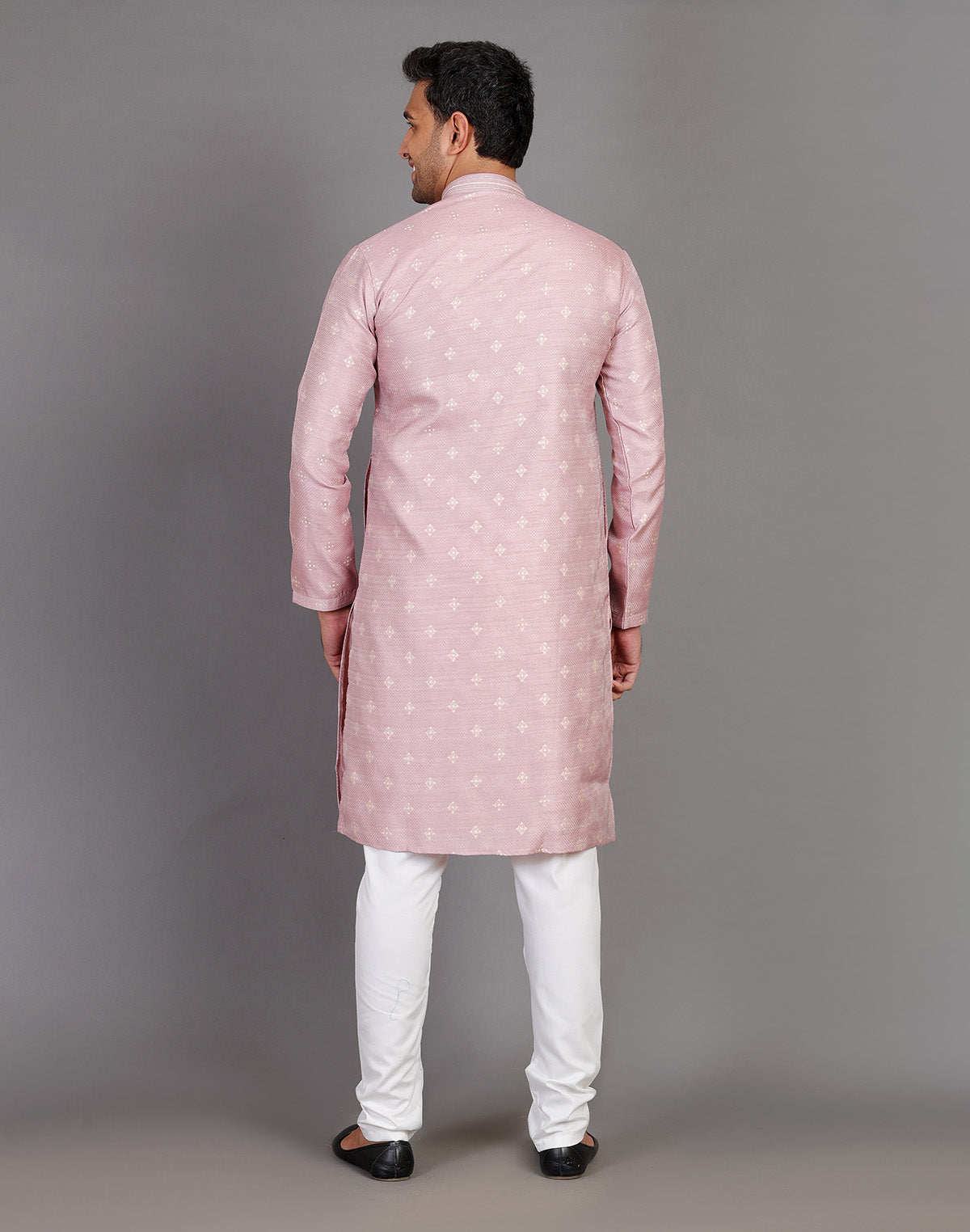 Collection of Simple Self Made Thread Work Design Soft Silk Lavender Kurta Pyjama Set in a gallery layout