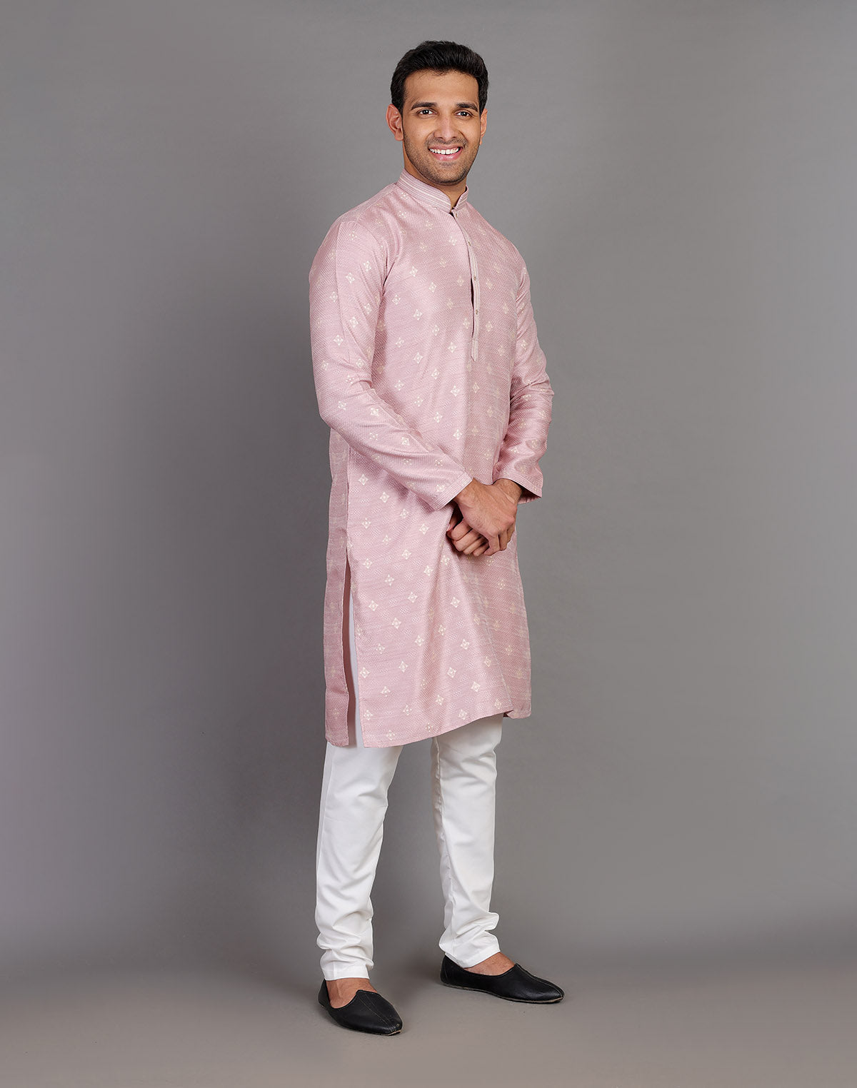 Simple Self Made Thread Work Design Soft Silk Lavender Kurta Pyjama Set