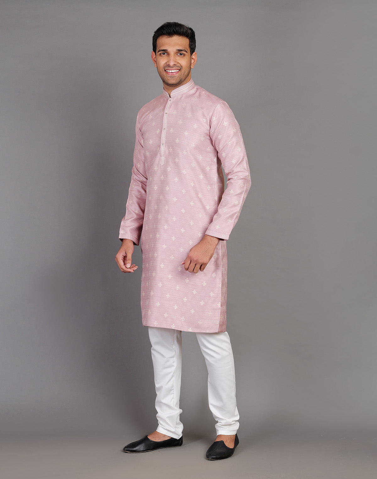 Simple Self Made Thread Work Design Soft Silk Lavender Kurta Pyjama Set