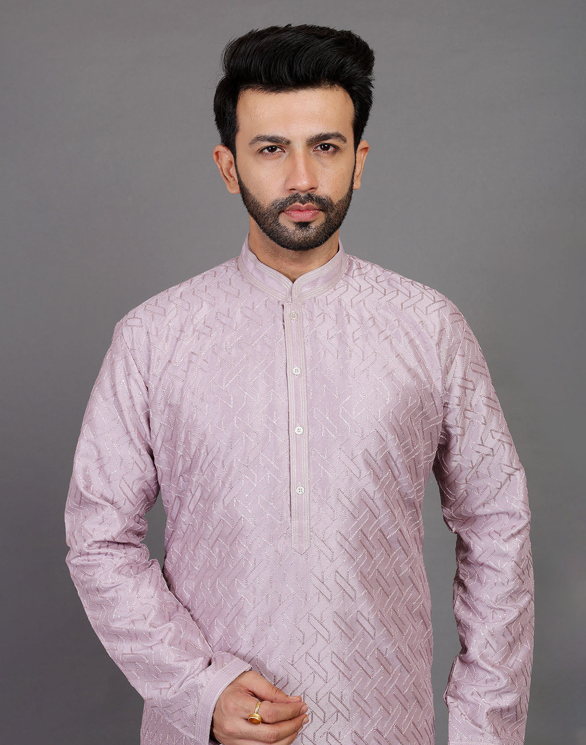 Soft Silk Simple and Comfort Sequence Work Lavender Kurta Set