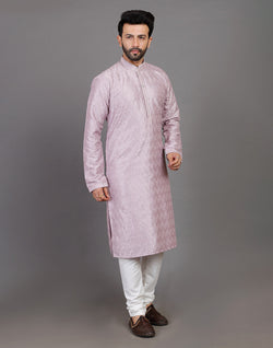 Collection of Soft Silk Simple and Comfort Sequence Work Lavender Kurta Set in a gallery layout