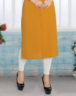 Collection of Elegant Mustard Coloured Cotton Silk Kurti in a gallery layout